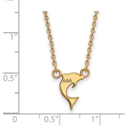Gold Plated Sterling Silver Logoart Delta Sorority Symbol Extra Small Pendant 18 Inch Necklace