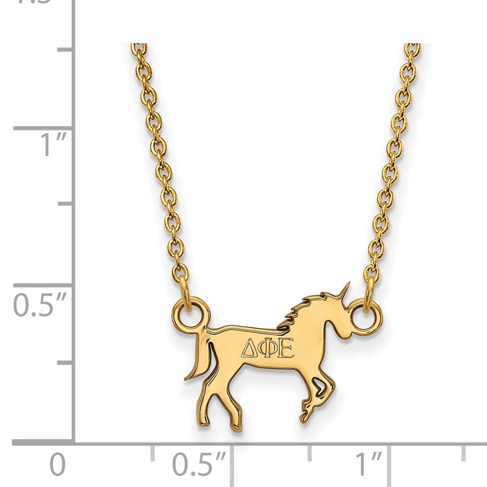 Gold Plated Sterling Silver Logoart Delta Phi Epsilon Sorority Symbol Extra Small Pendant 18 Inch Necklace