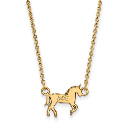 Gold Plated Sterling Silver Logoart Delta Phi Epsilon Sorority Symbol Extra Small Pendant 18 Inch Necklace