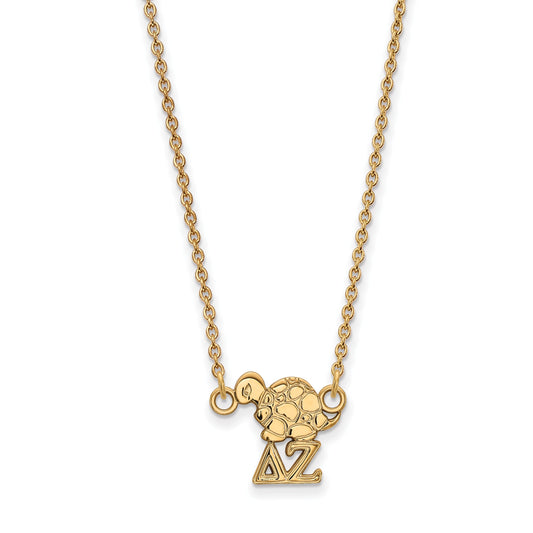 Gold Plated Sterling Silver Logoart Delta Zeta Sorority Symbol Extra Small Pendant 18 Inch Necklace