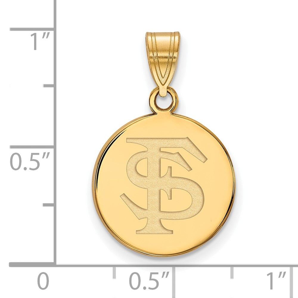 14K Yellow Gold Logoart Florida State University F S Medium Disc Pendant