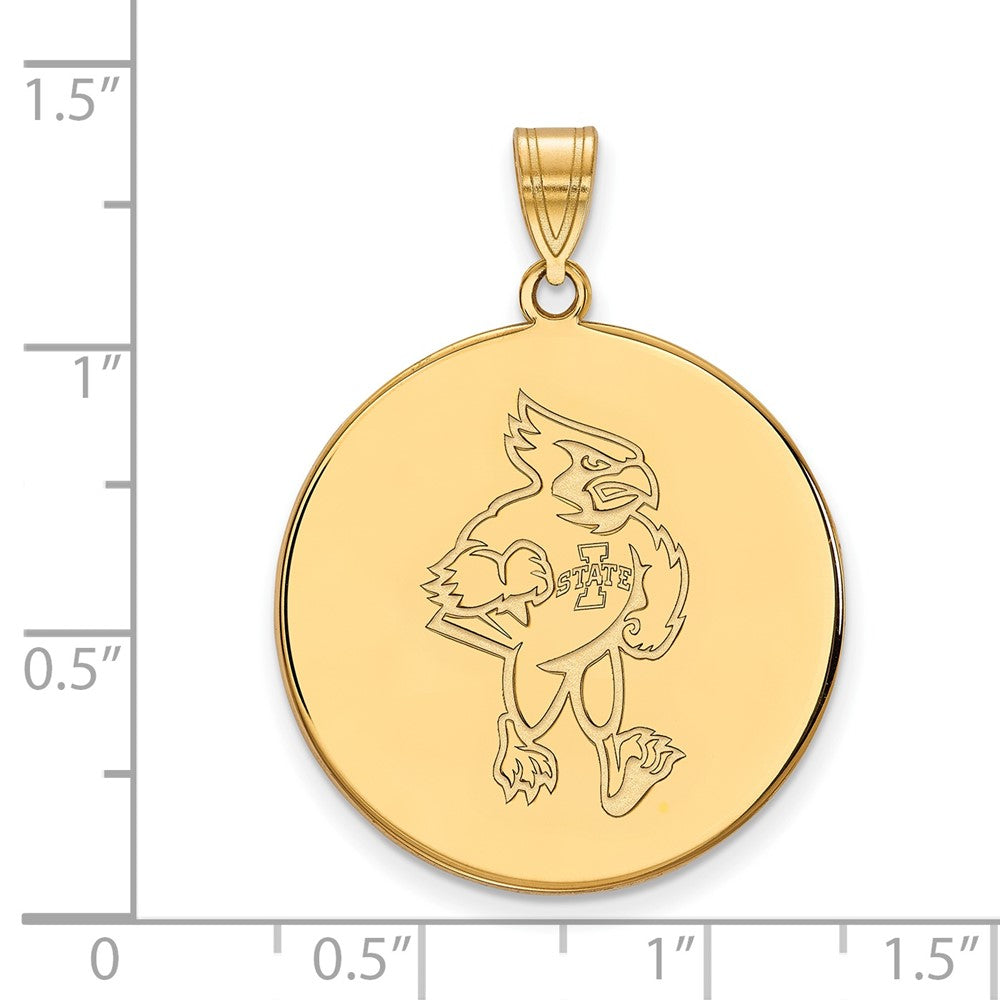 14K Yellow Gold Logoart Iowa State University Cardinal Extra Large Disc Pendant