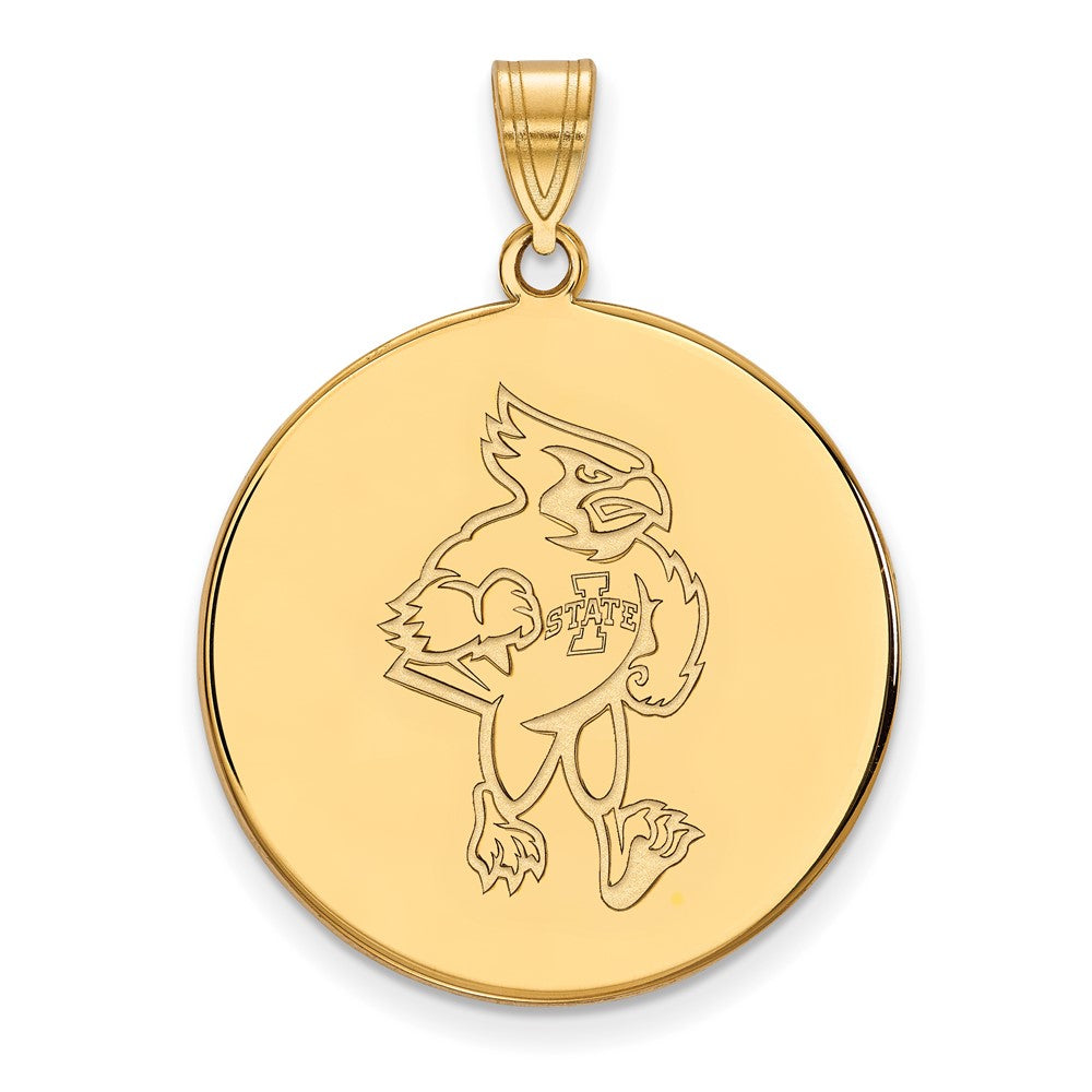 Gold Plated Sterling Silver Logoart Iowa State University Cardinal Extra Large Disc Pendant