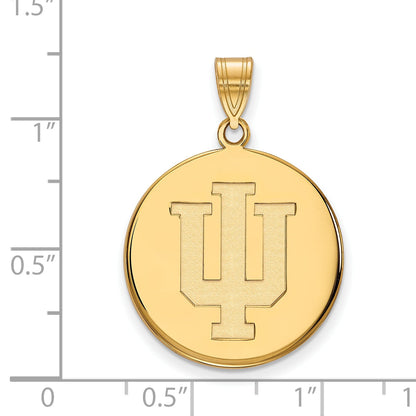 Gold Plated Sterling Silver Logoart Indiana University I U Large Disc Pendant