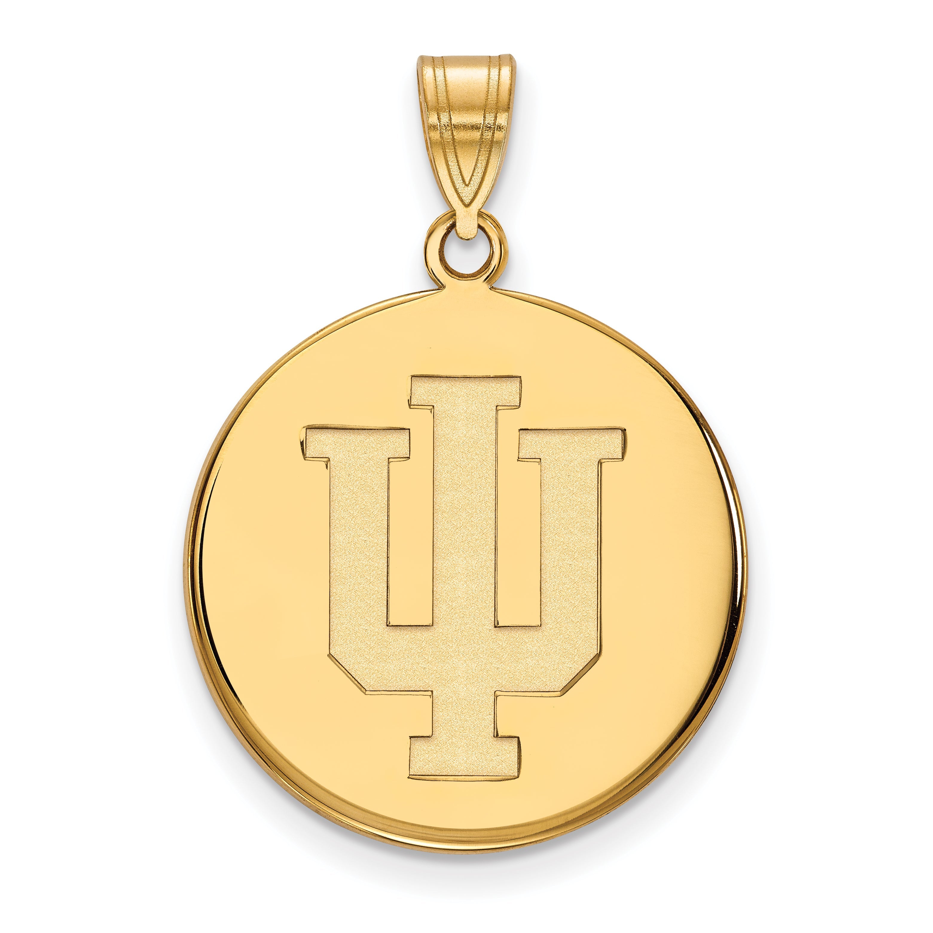 Gold Plated Sterling Silver Logoart Indiana University I U Large Disc Pendant