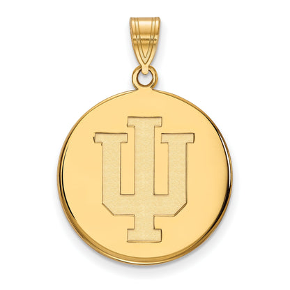 Gold Plated Sterling Silver Logoart Indiana University I U Large Disc Pendant