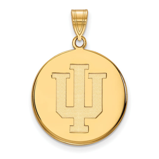 Gold Plated Sterling Silver Logoart Indiana University I U Large Disc Pendant