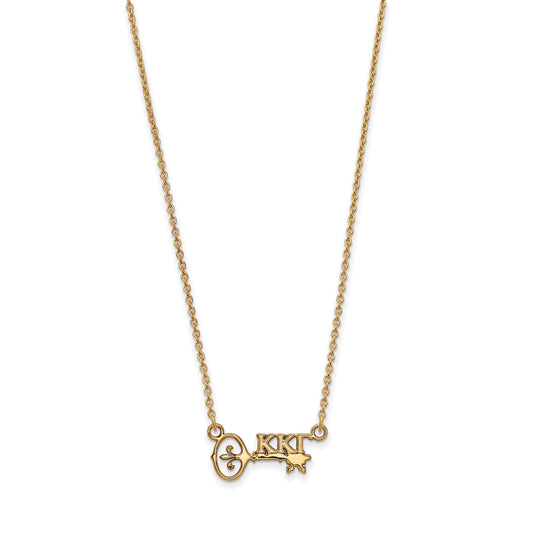 Gold Plated Sterling Silver Logoart Kappa Gamma Sorority Symbol Extra Small Pendant 18 Inch Necklace