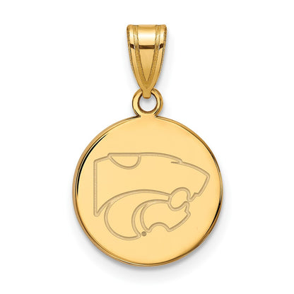 10K Yellow Gold Logoart Kansas State University Wildcat Medium Disc Pendant