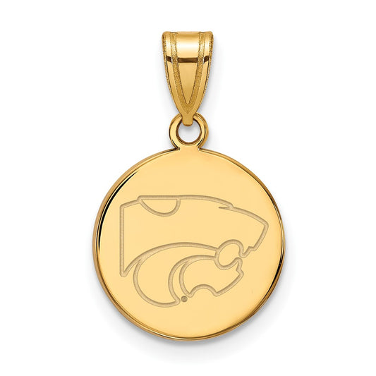 10K Yellow Gold Logoart Kansas State University Wildcat Medium Disc Pendant