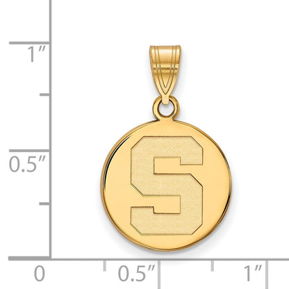 Gold Plated Sterling Silver Logoart Michigan State University Letter S Medium Disc Pendant