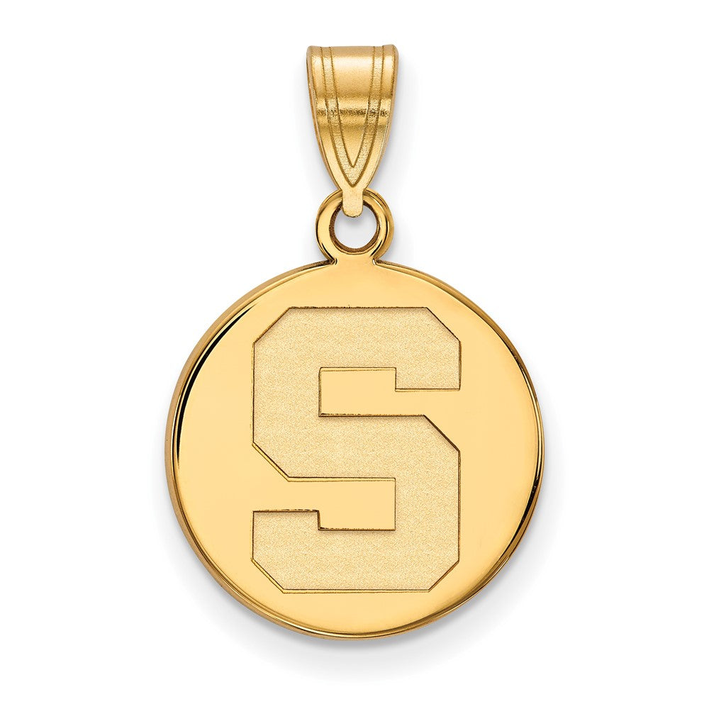 10K Yellow Gold Logoart Michigan State University Letter S Medium Disc Pendant