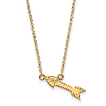 Gold Plated Sterling Silver Logoart Pi Beta Phi Sorority Symbol Extra Small Pendant 18 Inch Necklace