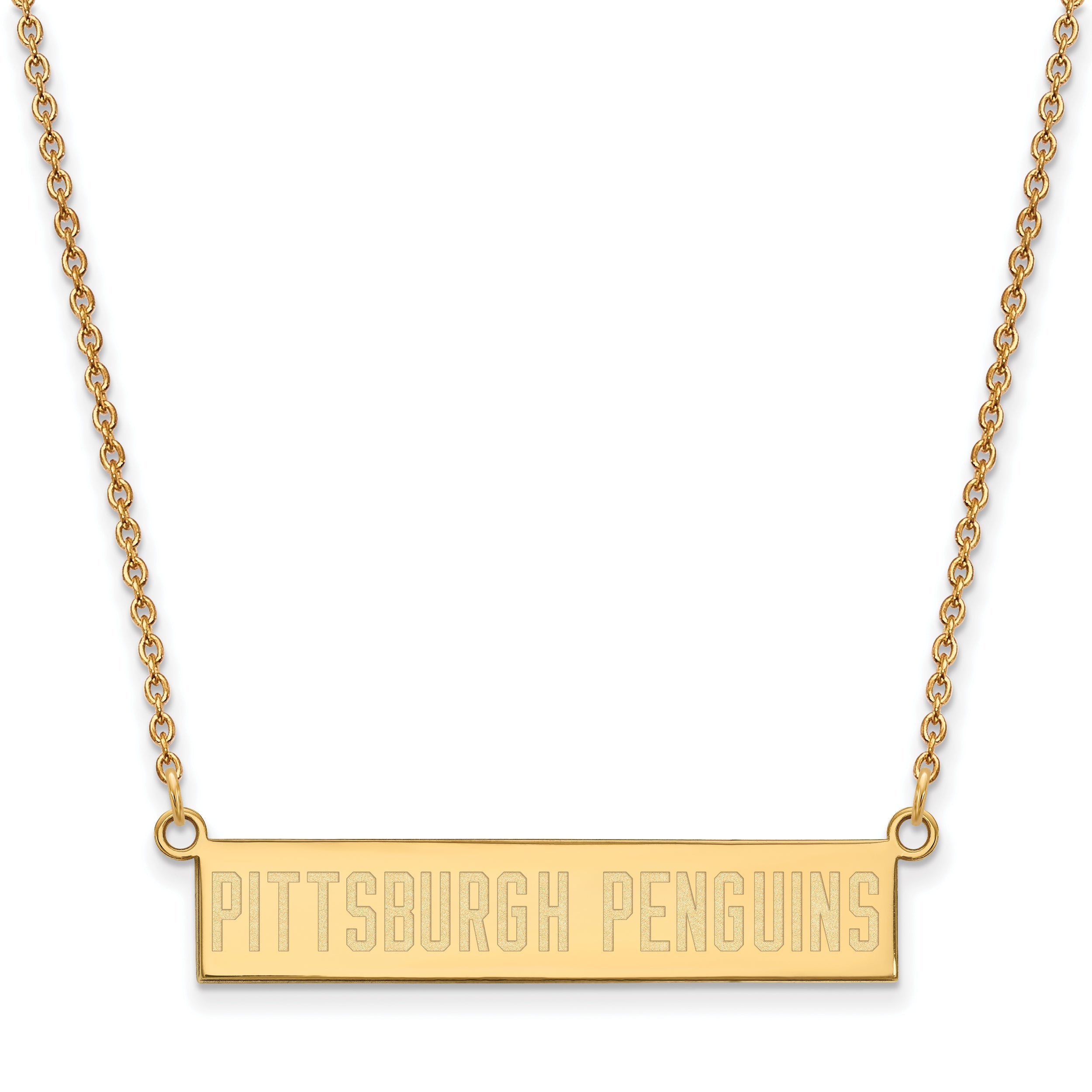 Gold Plated Sterling Silver Nhl Logoart Pittsburgh Penguins Small Bar 18 Inch Necklace