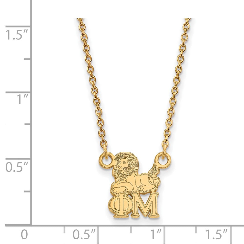 Gold Plated Sterling Silver Logoart Phi Mu Sorority Symbol Extra Small Pendant 18 Inch Necklace