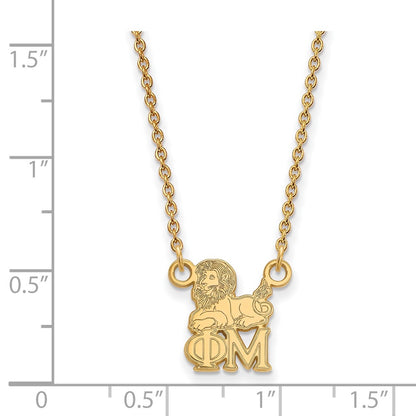 Gold Plated Sterling Silver Logoart Phi Mu Sorority Symbol Extra Small Pendant 18 Inch Necklace