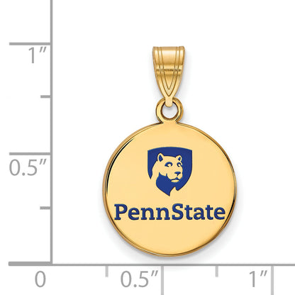 Gold Plated Sterling Silver Logoart Penn State University Medium Enameled Disc Pendant