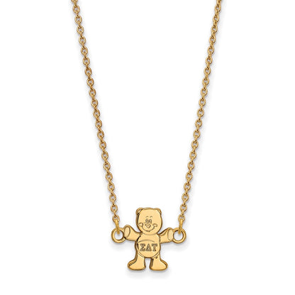 Gold Plated Sterling Silver Logoart Sigma Delta Tau Sorority Symbol Extra Small Pendant 18 Inch Necklace