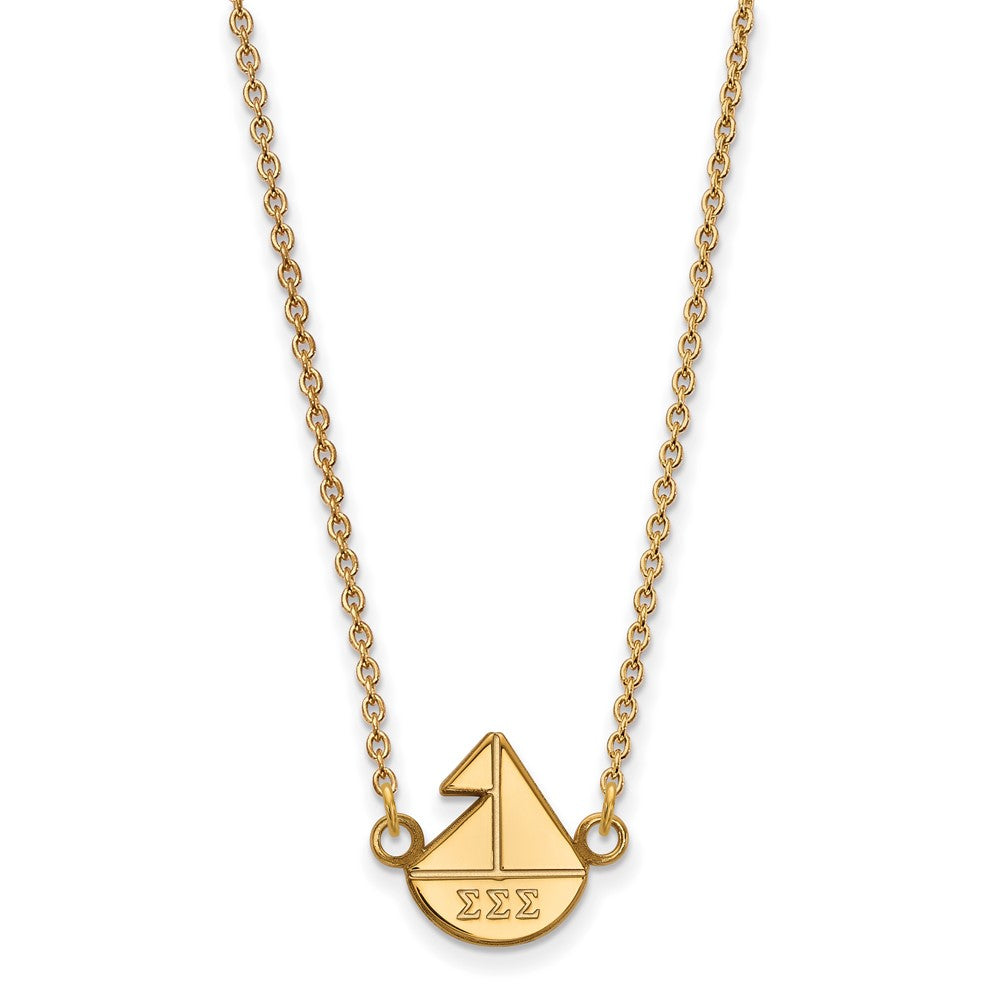 Gold Plated Sterling Silver Logoart Sigma Sorority Symbol Extra Small Pendant 18 Inch Necklace