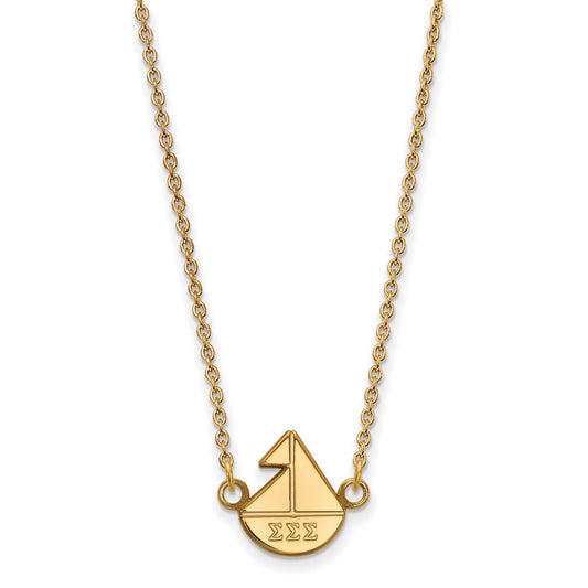 Gold Plated Sterling Silver Logoart Sigma Sorority Symbol Extra Small Pendant 18 Inch Necklace