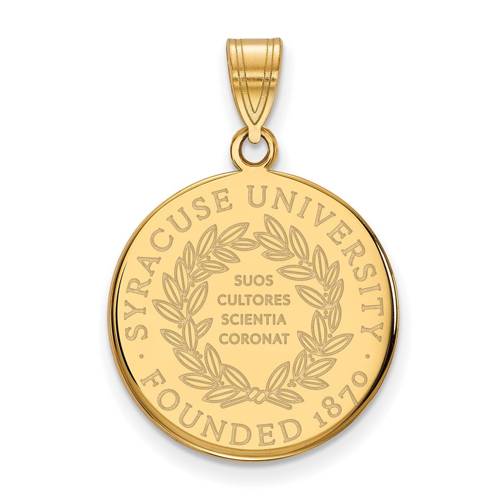 Gold Plated Sterling Silver Logoart Syracuse University Large Crest Pendant