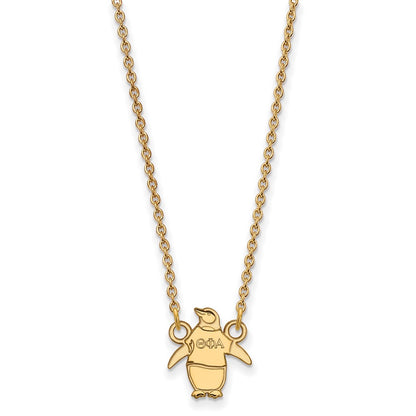 Gold Plated Sterling Silver Logoart Theta Phi Alpha Sorority Symbol Extra Small Pendant 18 Inch Necklace