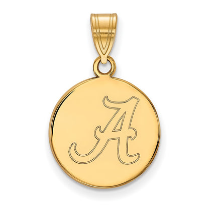 10K Yellow Gold Logoart University Of Alabama Letter A Medium Disc Pendant
