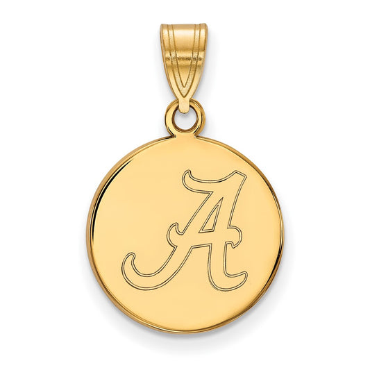 10K Yellow Gold Logoart University Of Alabama Letter A Medium Disc Pendant