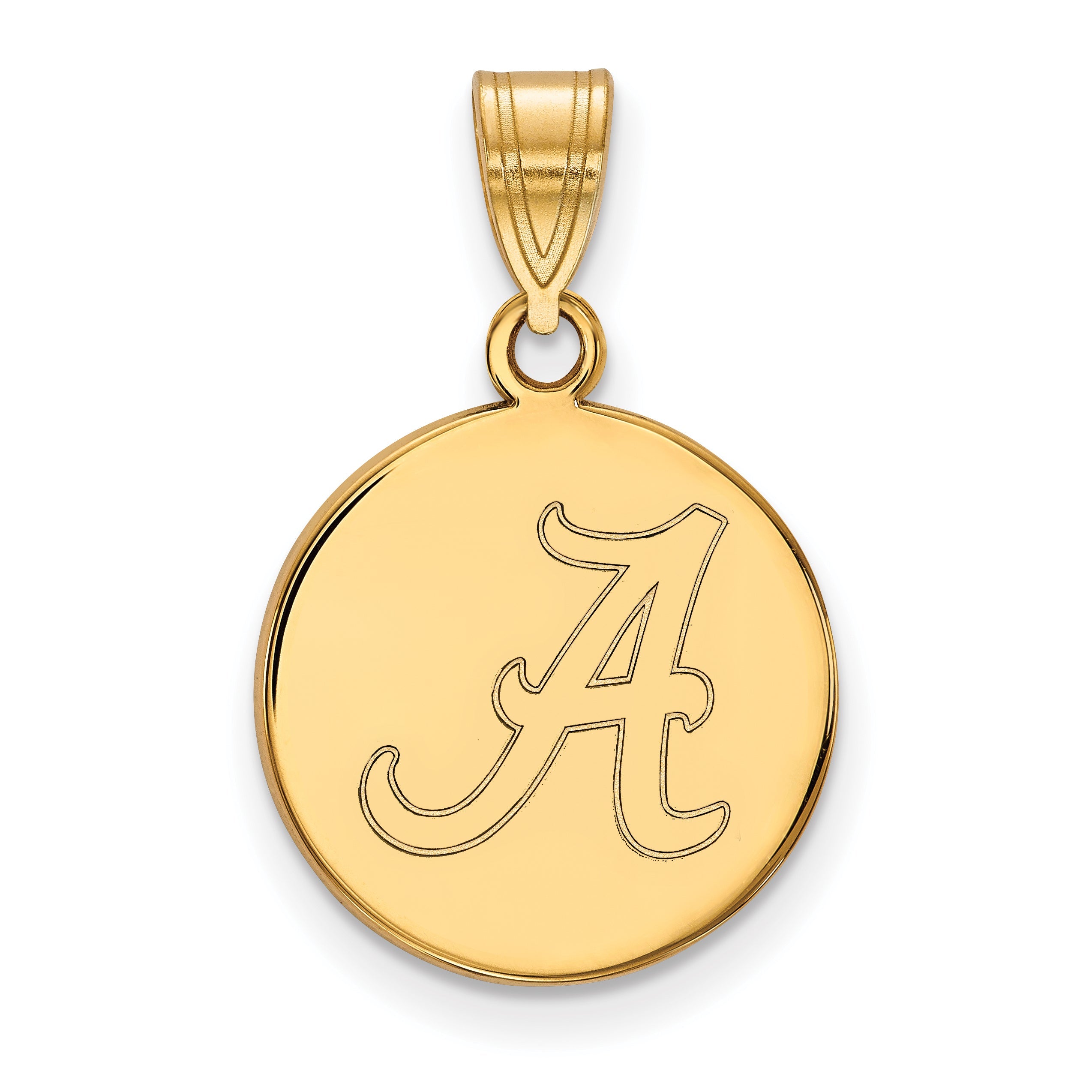14K Yellow Gold Logoart University Of Alabama Letter A Medium Disc Pendant
