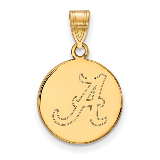14K Yellow Gold Logoart University Of Alabama Letter A Medium Disc Pendant