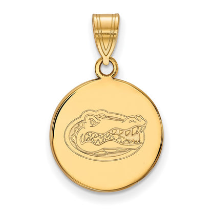 14K Yellow Gold Logoart University Of Florida Gator Medium Disc Pendant