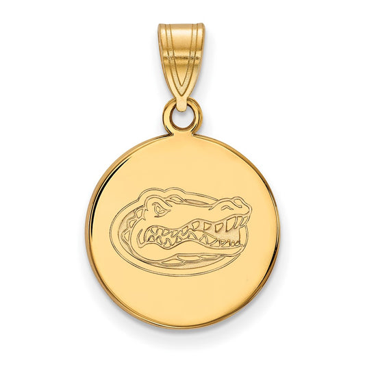 14K Yellow Gold Logoart University Of Florida Gator Medium Disc Pendant