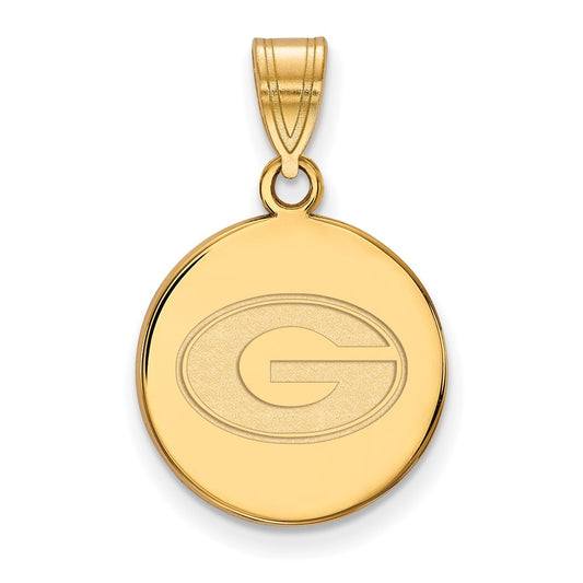 14K Yellow Gold Logoart University Of Georgia Letter G Medium Disc Pendant