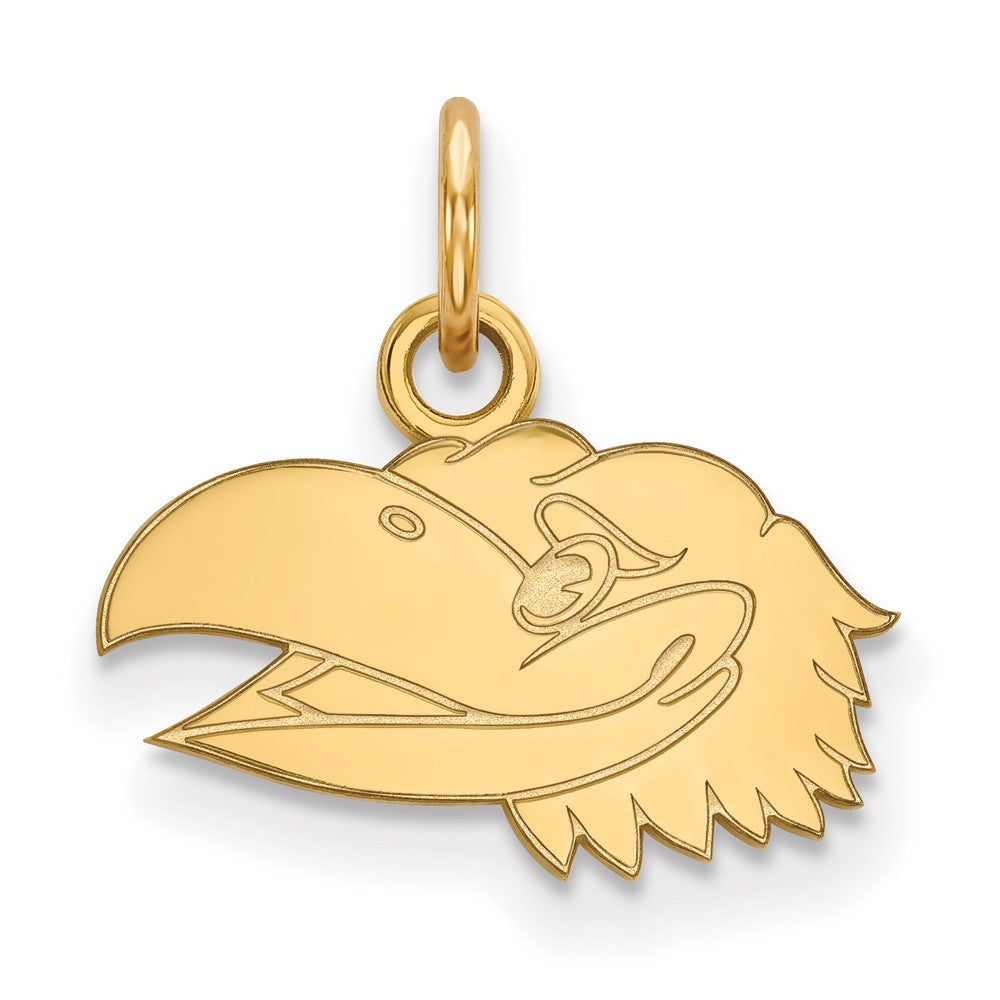 Gold Plated Sterling Silver Logoart University Of Kansas Jayhawk Extra Small Pendant