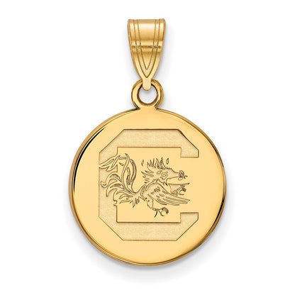 Gold Plated Sterling Silver Logoart University Of South Carolina Med Disc Pendant