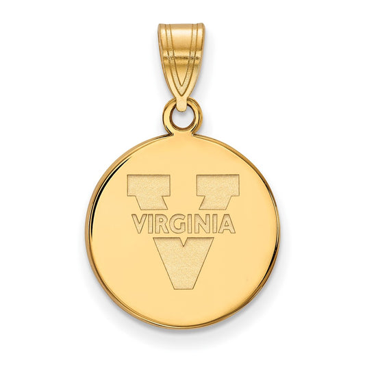 14K Yellow Gold Logoart University Of Virginia Medium Disc Pendant