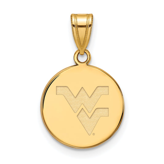 14K Yellow Gold Logoart West Virginia University W V Medium Disc Pendant
