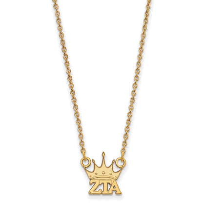 Gold Plated Sterling Silver Logoart Zeta Tau Alpha Sorority Symbol Extra Small Pendant 18 Inch Necklace