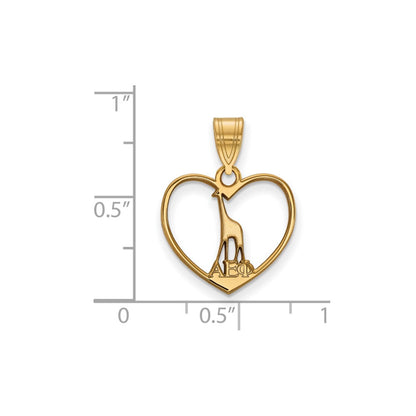 Gold Plated Sterling Silver Logoart Alpha Epsilon Phi Sorority Symbol Heart Pendant