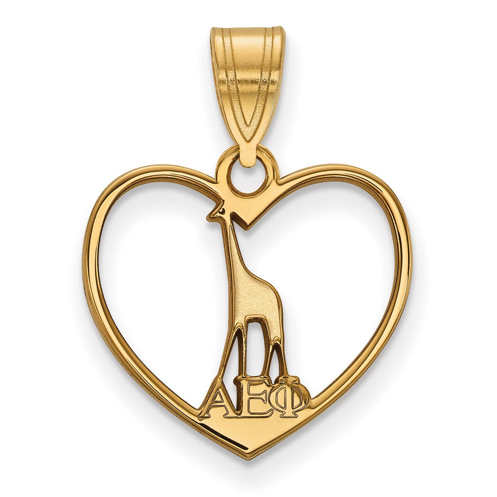 Gold Plated Sterling Silver Logoart Alpha Epsilon Phi Sorority Symbol Heart Pendant