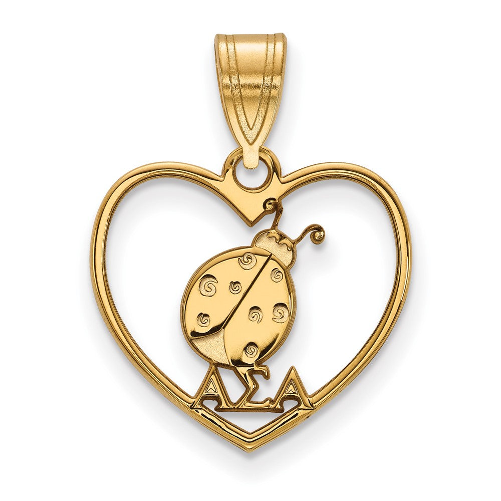 Gold Plated Sterling Silver Logoart Alpha Sigma Sorority Symbol Heart Pendant