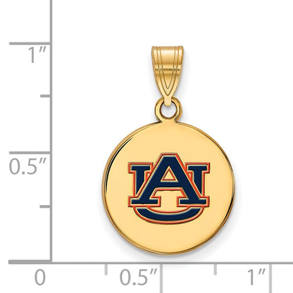 Gold Plated Sterling Silver Logoart Auburn University Medium Enameled Disc Pendant