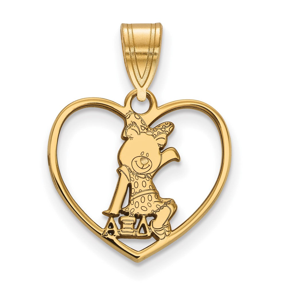 Gold Plated Sterling Silver Logoart Alpha Xi Delta Sorority Symbol Heart Pendant