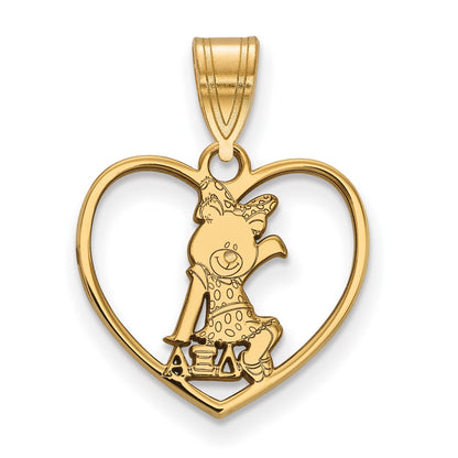 Gold Plated Sterling Silver Logoart Alpha Xi Delta Sorority Symbol Heart Pendant