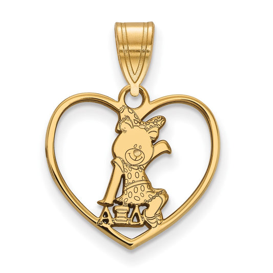 Gold Plated Sterling Silver Logoart Alpha Xi Delta Sorority Symbol Heart Pendant