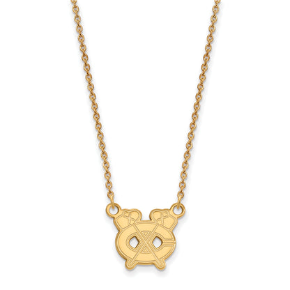 Gold Plated Sterling Silver Nhl Logoart Chicago Blackhawks Letter C And Tomahawk Small Pendant 18 Inch Necklace