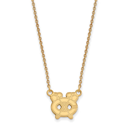 10K Yellow Gold Nhl Logoart Chicago Blackhawks Letter C And Tomahawk Small Pendant 18 Inch Necklace
