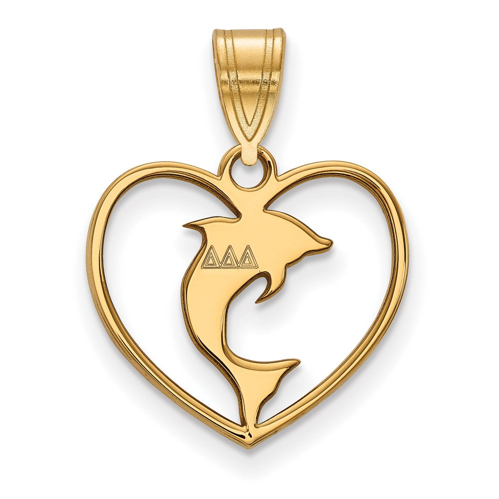 Gold Plated Sterling Silver Logoart Delta Sorority Symbol Heart Pendant