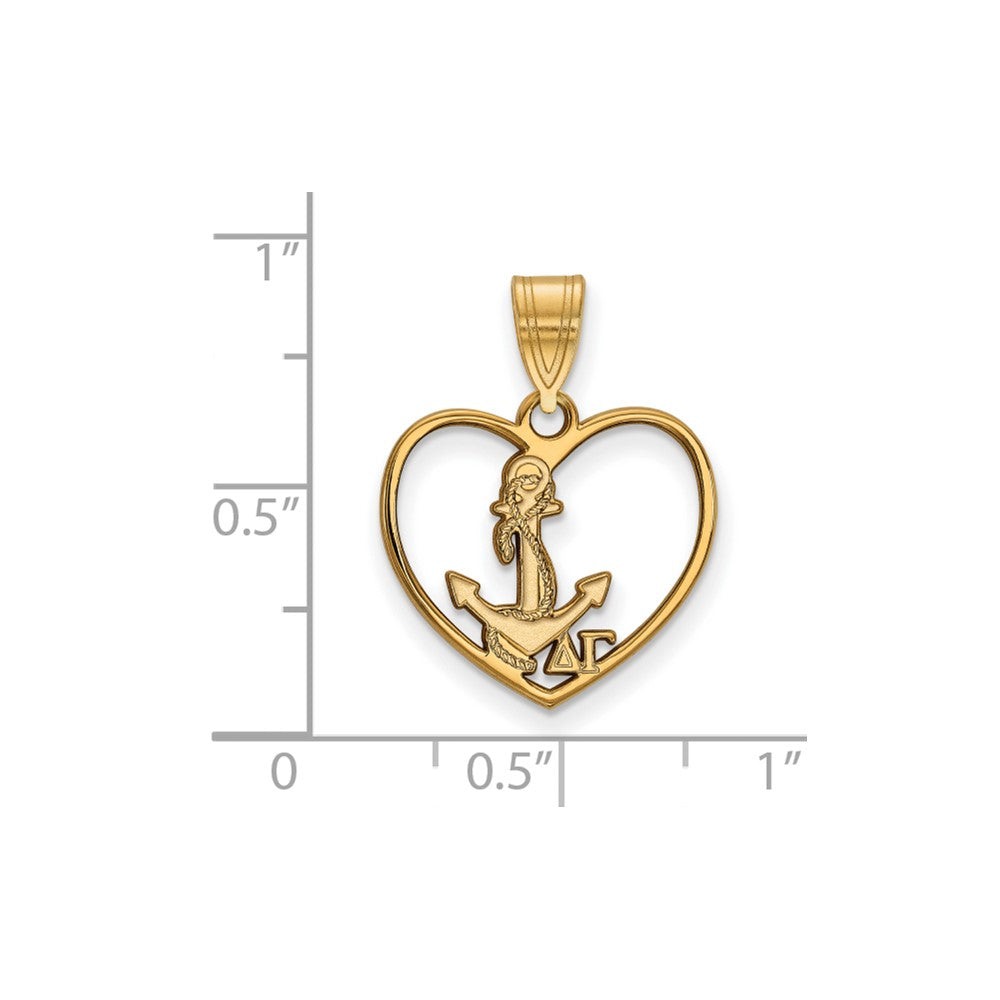 Gold Plated Sterling Silver Logoart Delta Gamma Sorority Symbol Heart Pendant