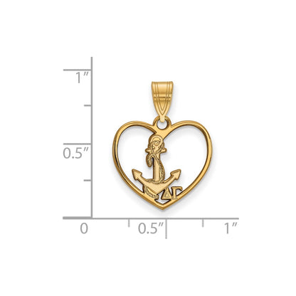 Gold Plated Sterling Silver Logoart Delta Gamma Sorority Symbol Heart Pendant